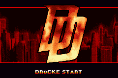 Daredevil title screen for GameBoy Advance